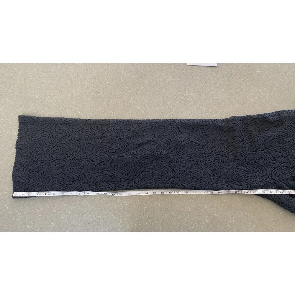 Trina Turk Black Crochet Lace Overlay Wide Leg Pant Beach Fairy Grunge Boho 2 - Picture 4 of 9